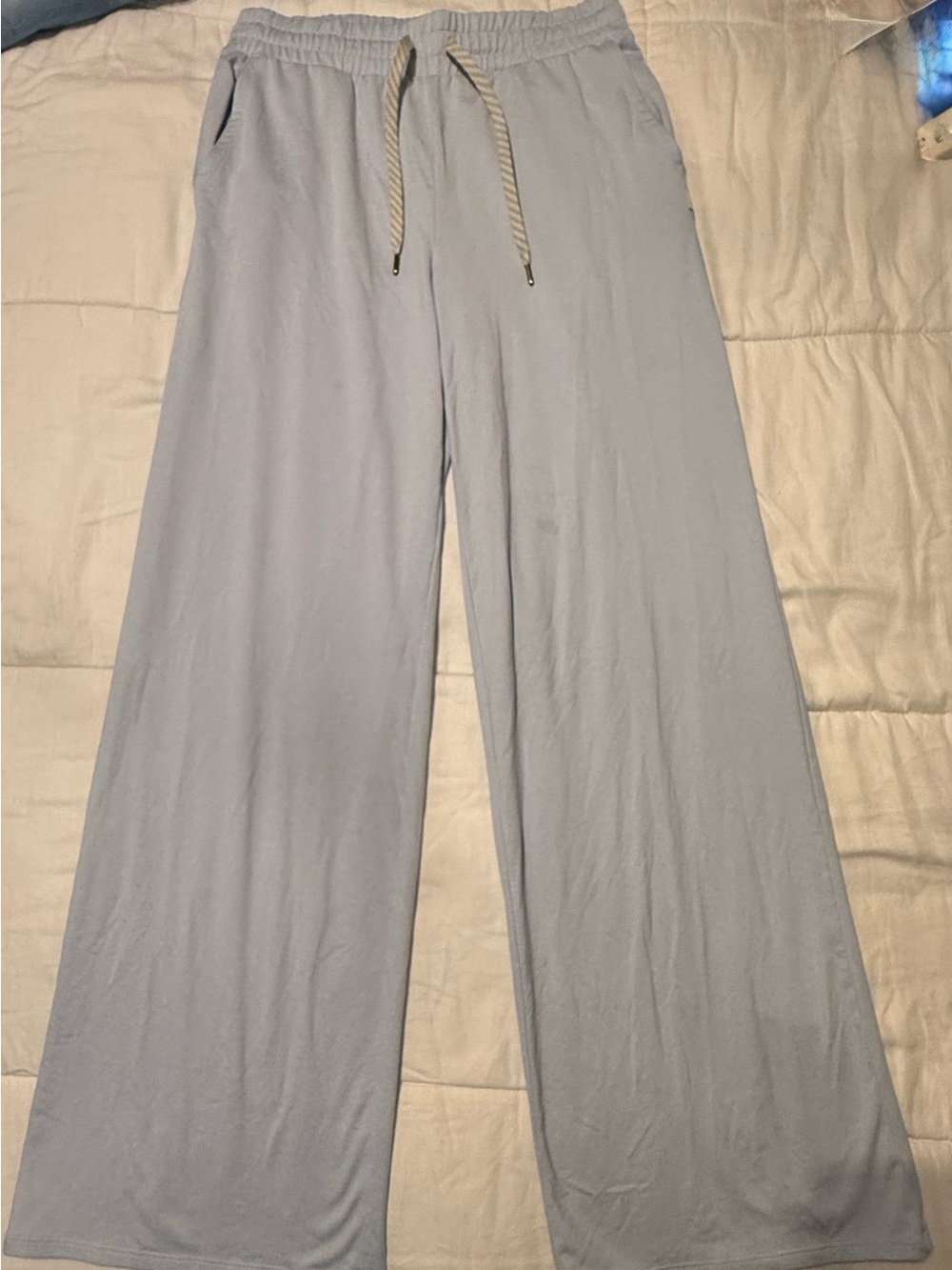 Vuori Light Blue Wide-Leg Drawstring Wide Leg Pants